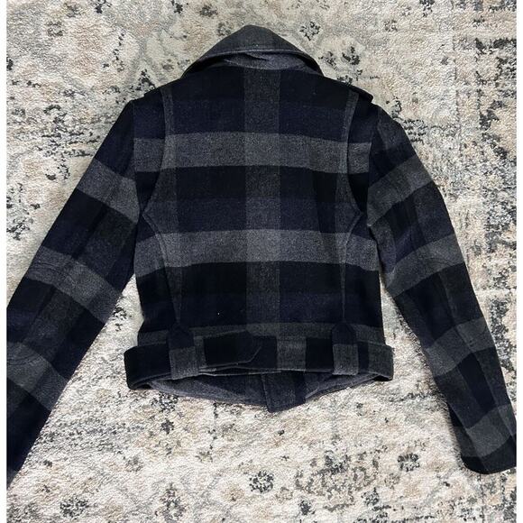 Y2K American Eagle Women’s Wool Blend Plaid Jacket Buckle & Zipper Details Sz S - Picture 7 of 7